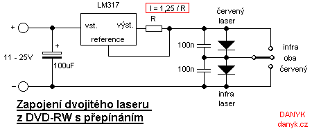 Schematic of current power supply for double laser from DVD-RW burner